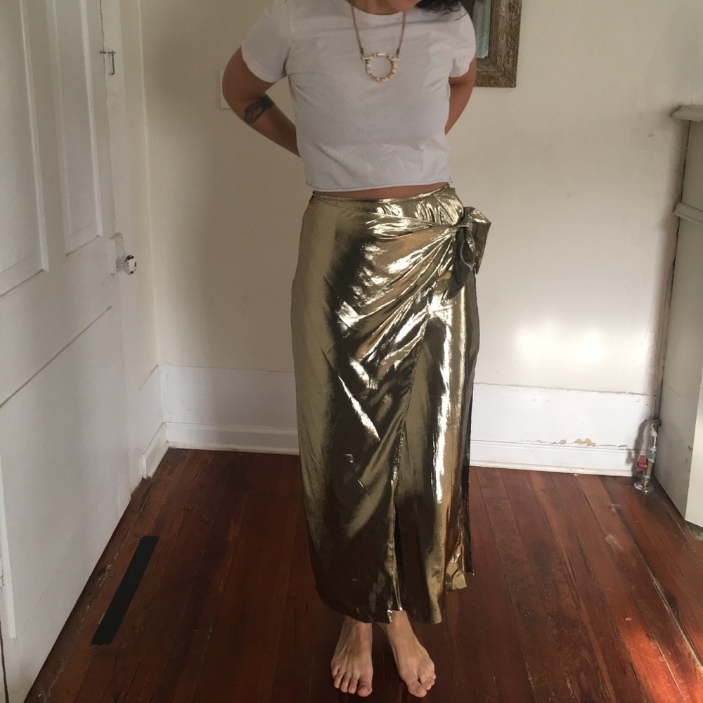 Vintage Gold Lamé tie skirt
